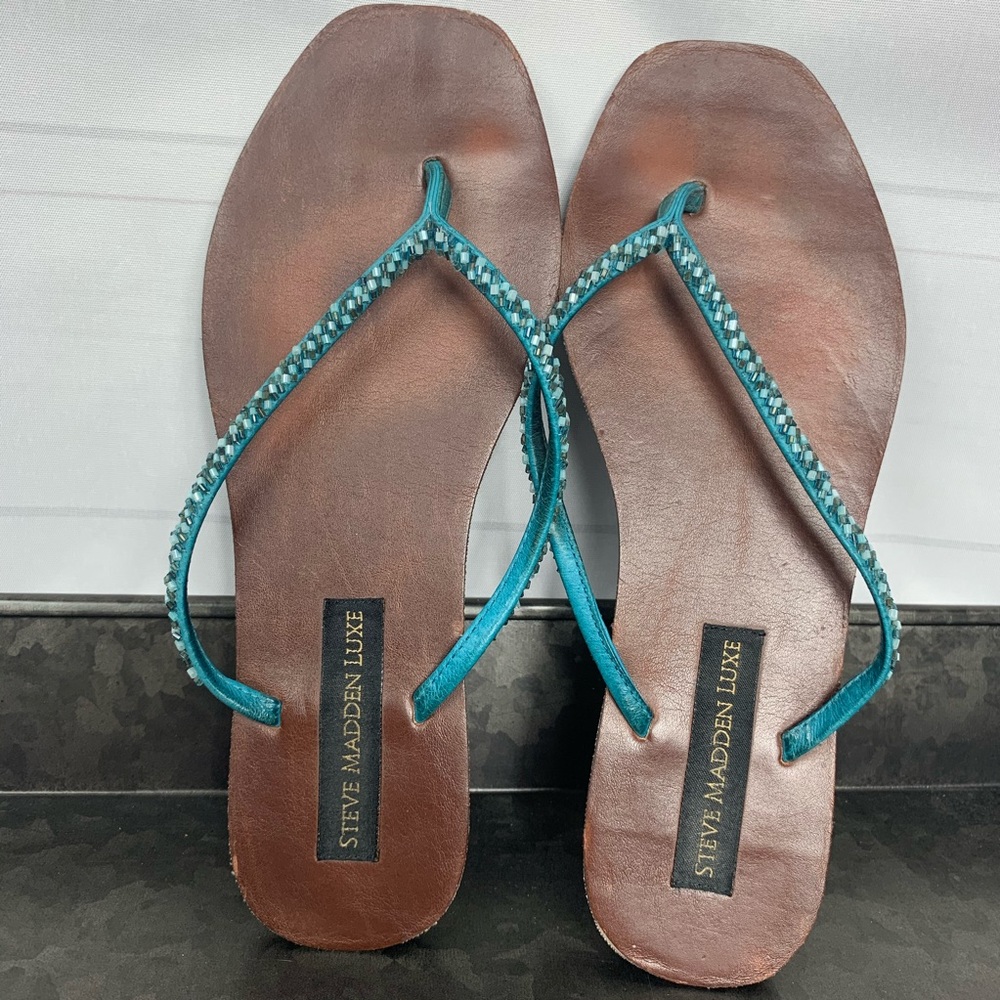 Steve Madden Luxe thong sandals blue 7.5